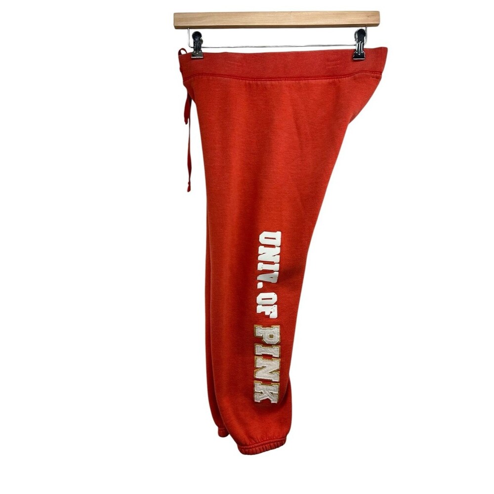 VS PINK Y2K Orange University of Pink Cropped Jogger Sweatpants Womens Medium